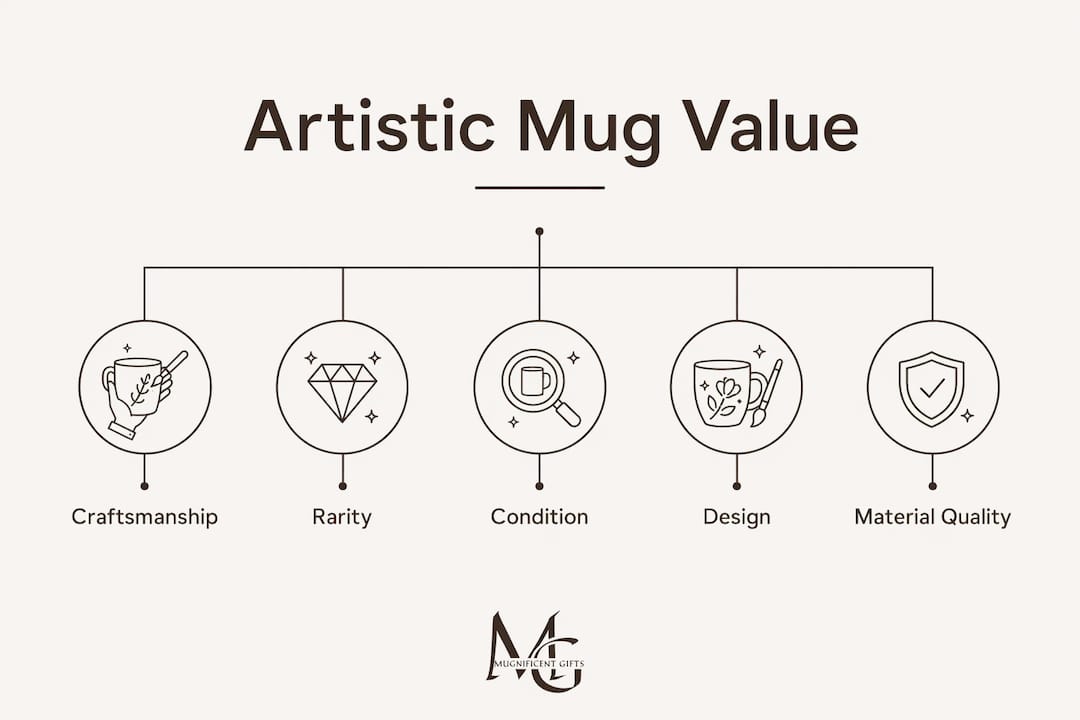 Infographic illustrating key factors influencing artistic mug value