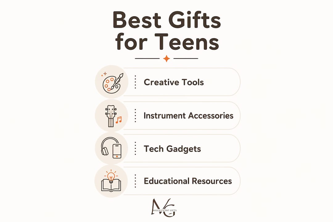 Infographic illustrating main teen musician gift categories