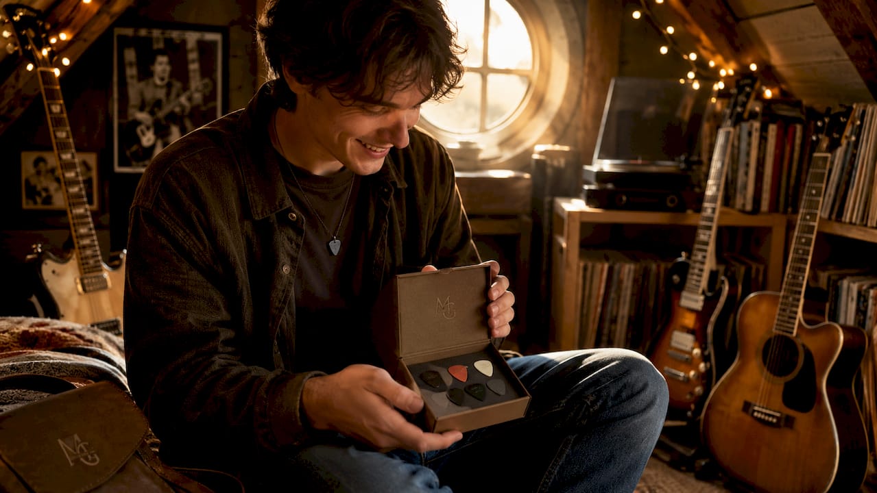 Man receiving personalized music gift