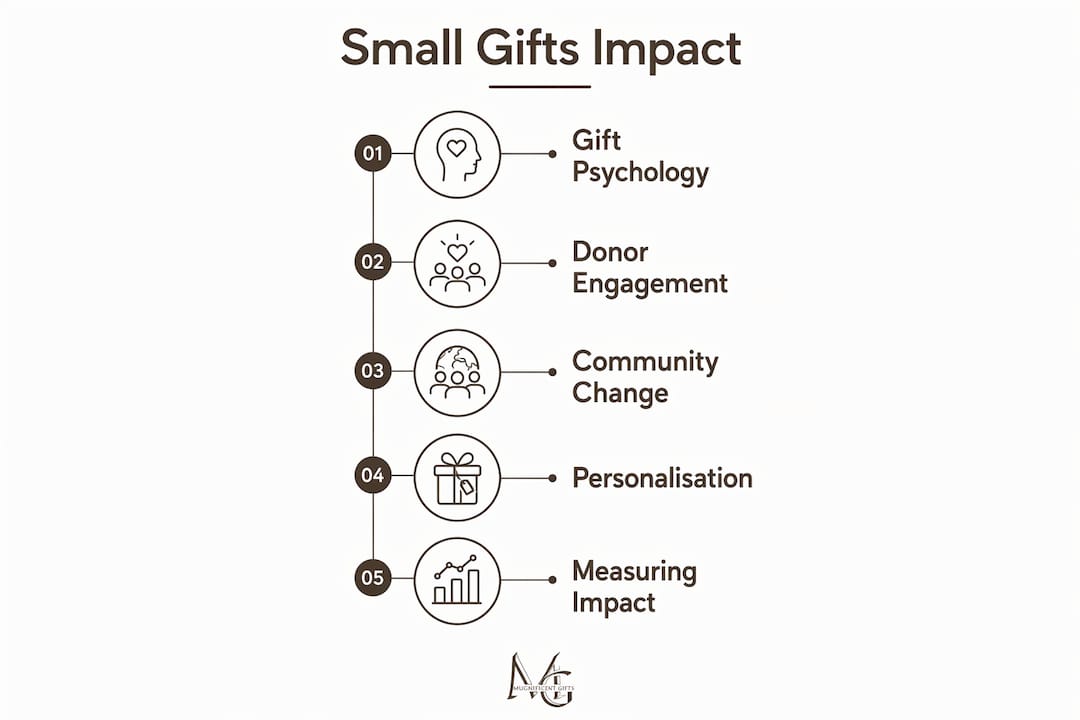 Infographic outlining stages of small gift impact