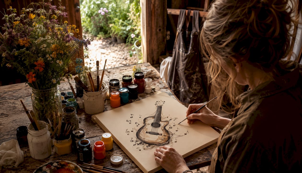 Hands painting custom music art gift canvas
