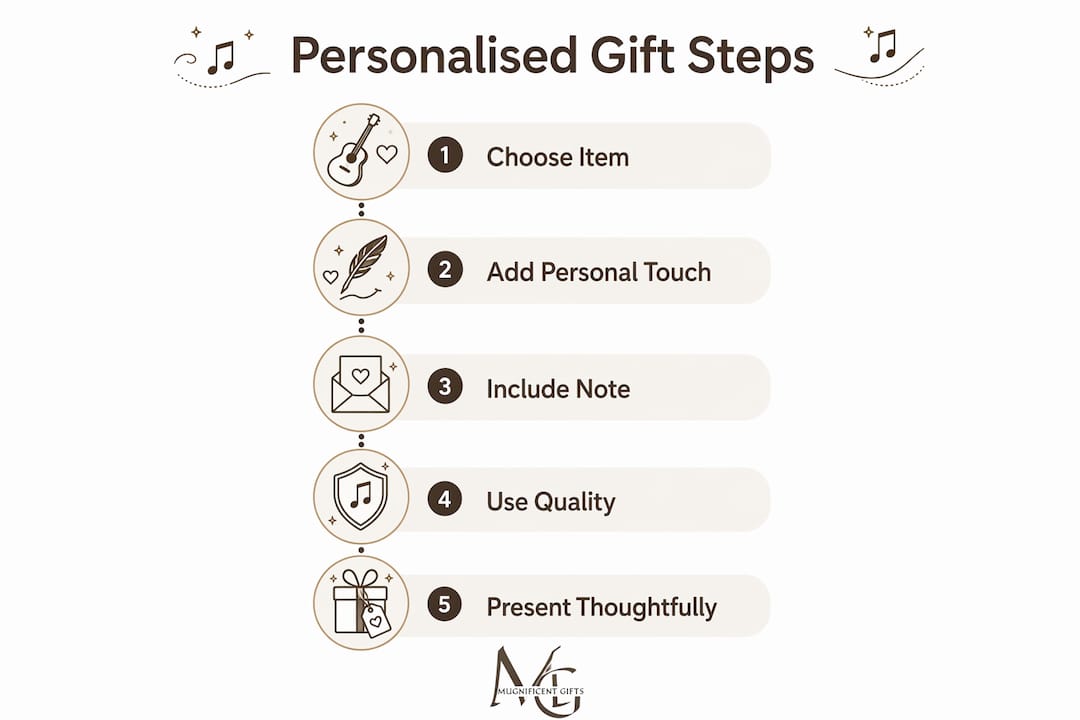 Infographic showing steps for personalised musician gifts