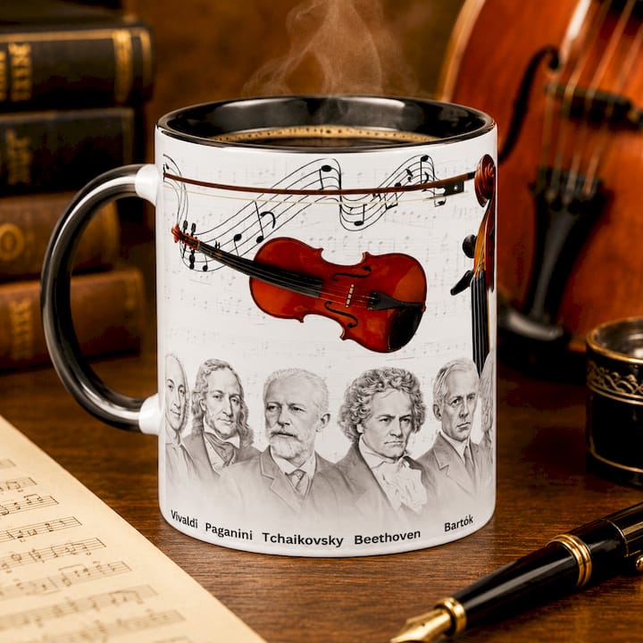 Violin Composer Ceramic Mug, Classical Music Lover Gift