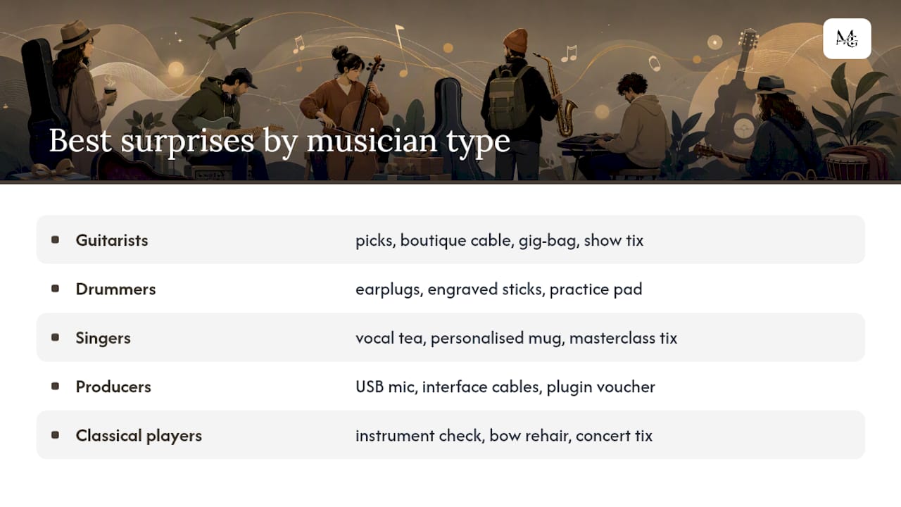 Best musician surprises by type diagram