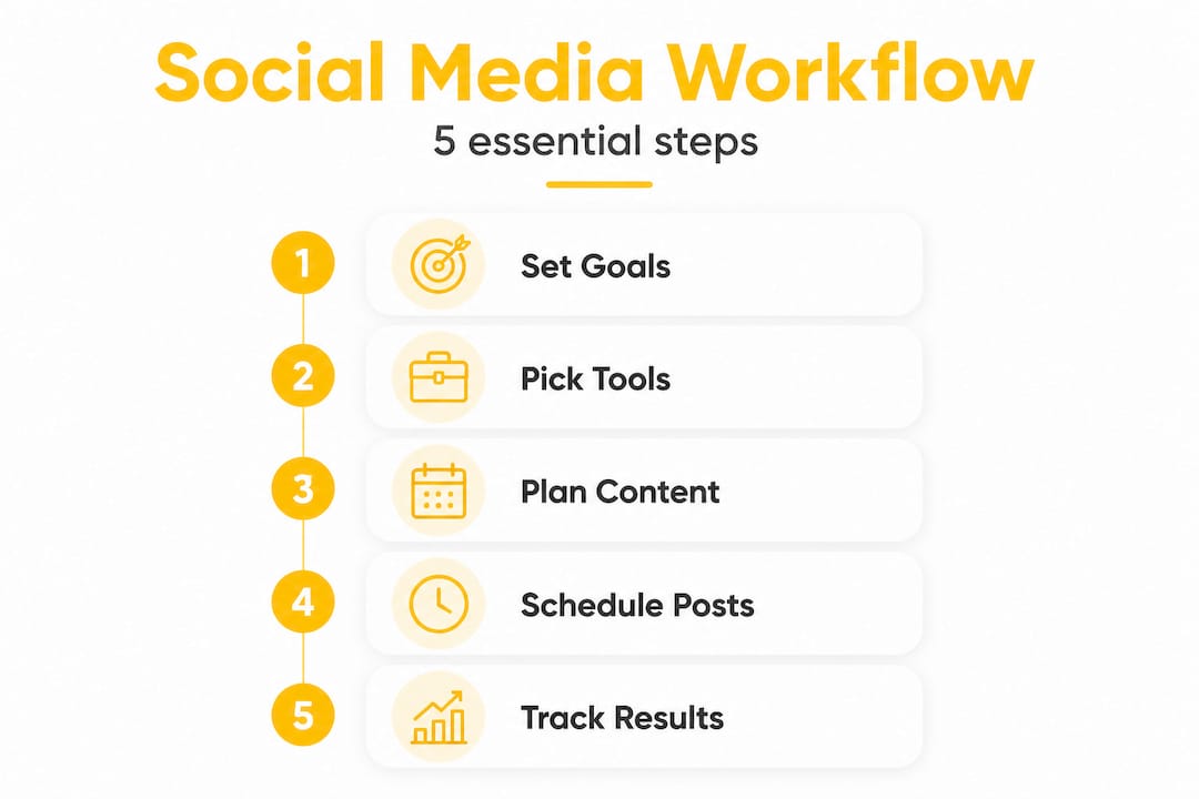 Infographic outlines five key steps of social media management