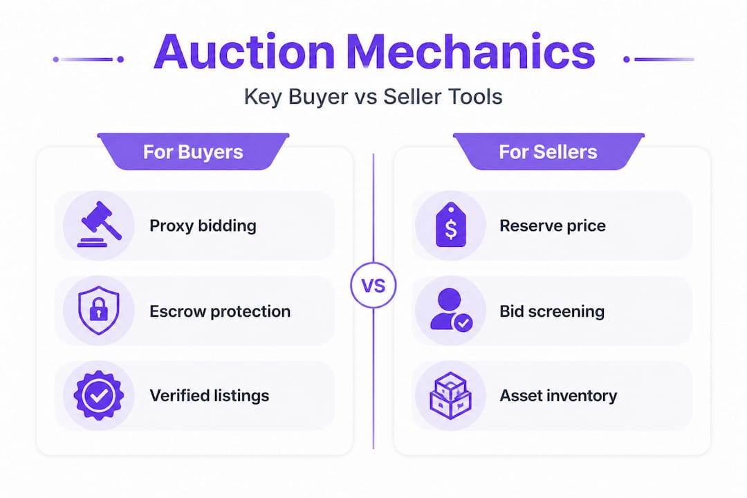 Infographic showing buyer and seller auction mechanics