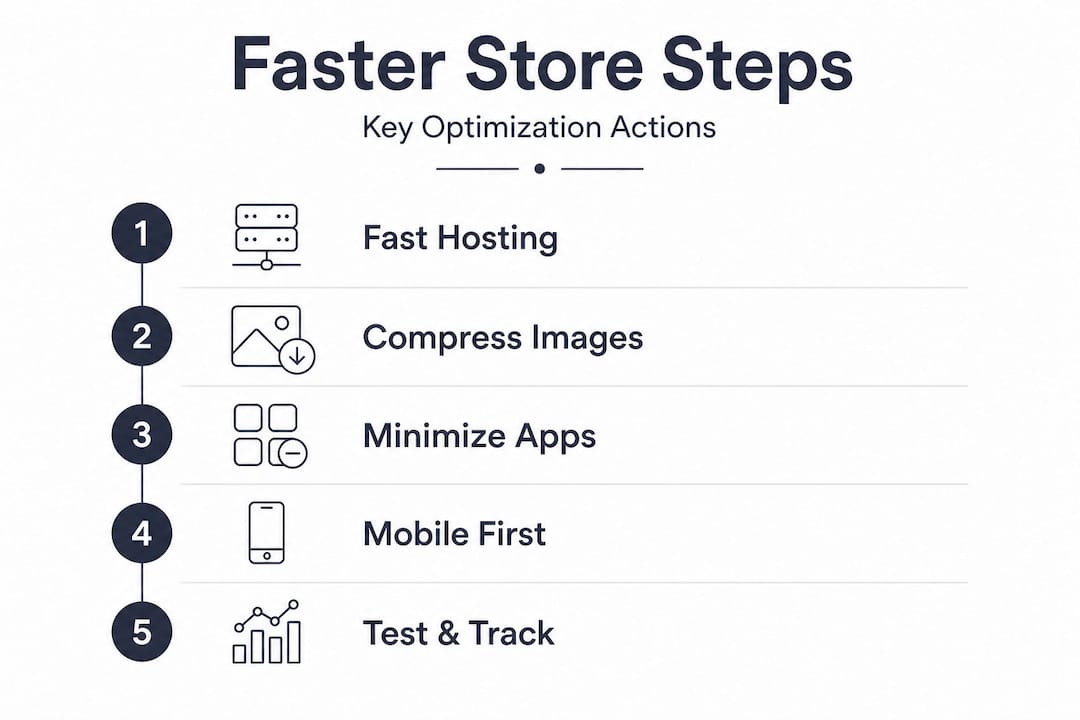 Infographic showing steps to optimize store speed