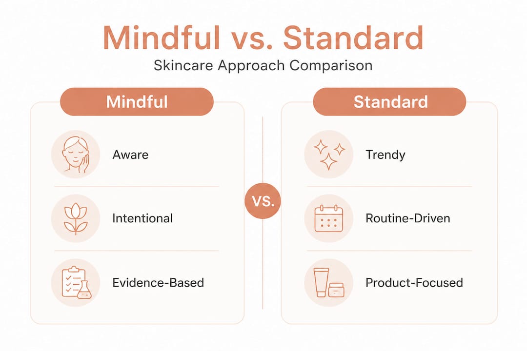 Infographic comparing mindful and standard skincare