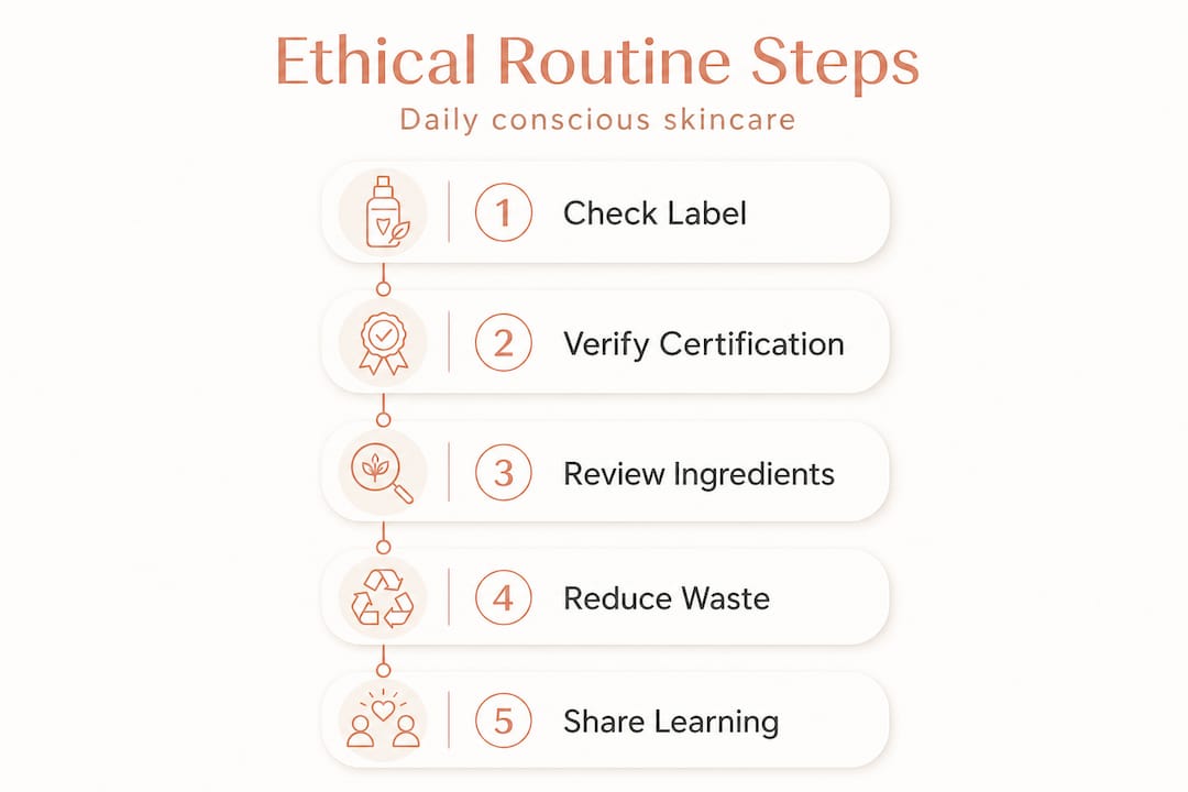 Infographic workflow for ethical skincare routine
