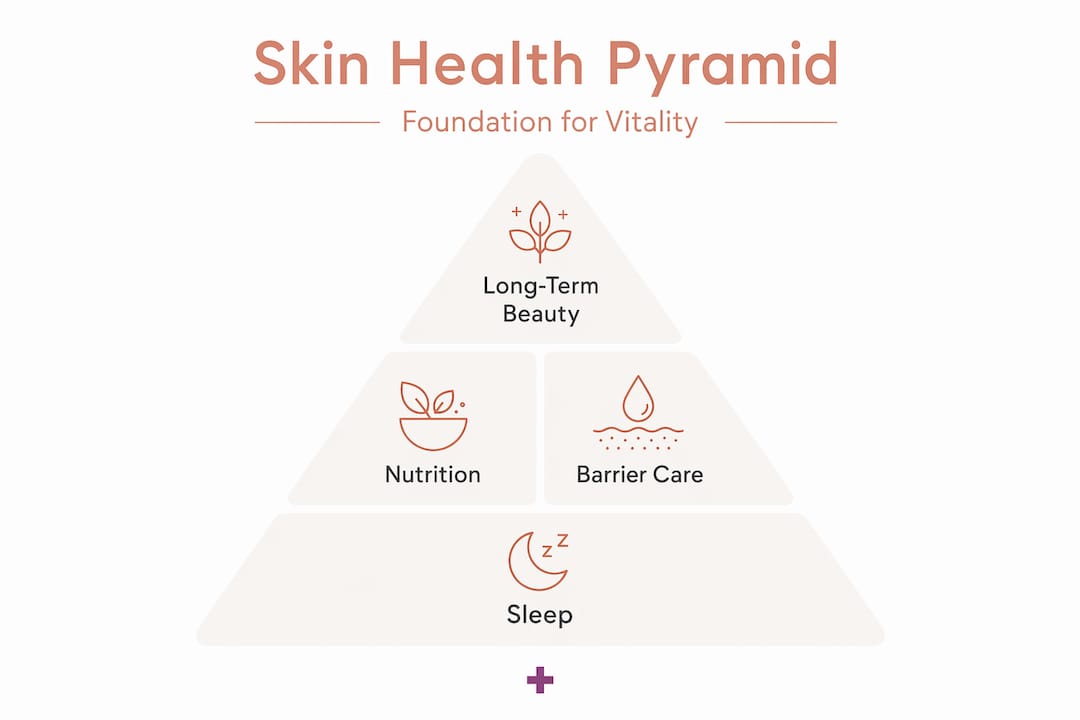 Skin health pyramid diagram with key pillars