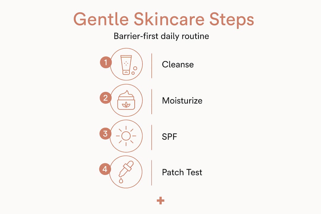 Infographic gentle skincare steps vertical flow