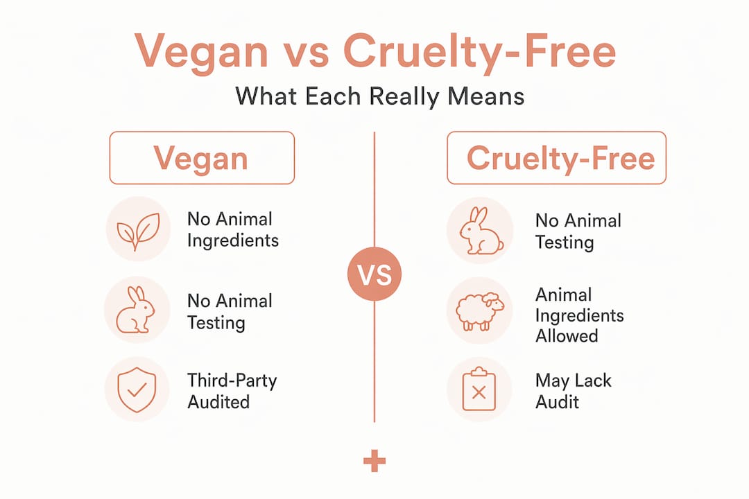 Infographic comparing vegan and cruelty-free standards Infographic comparing vegan and cruelty-free standards