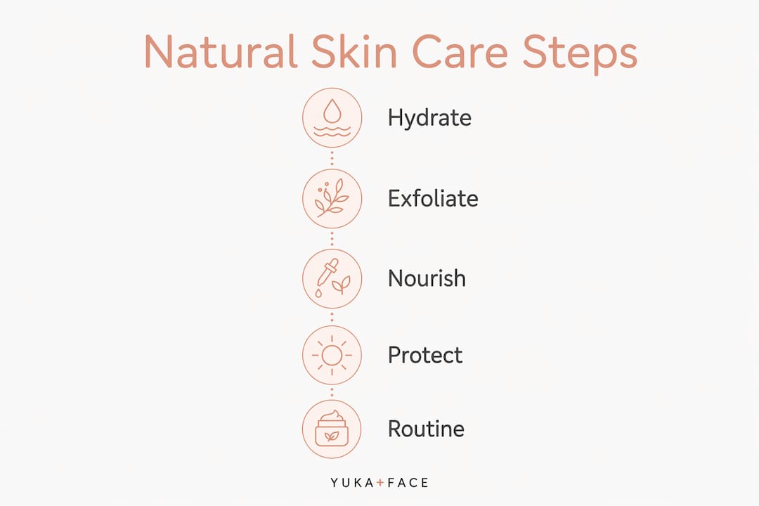 Infographic showing natural skin care step sequence