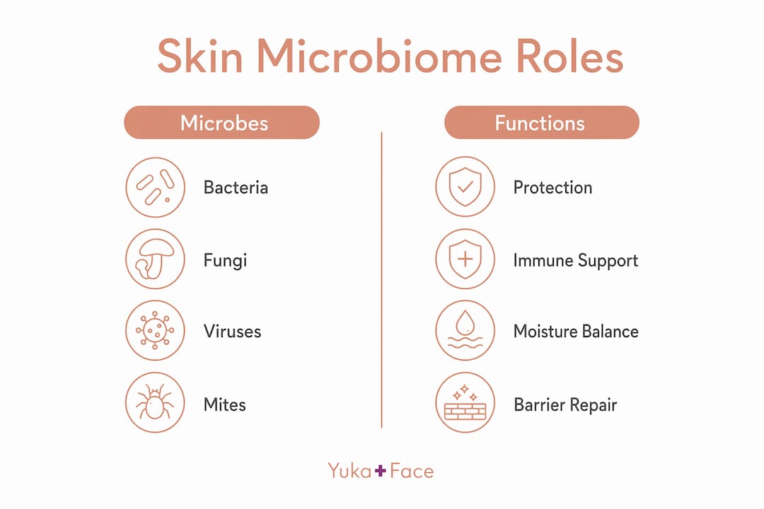 Infographic comparing skin microbes and their functions