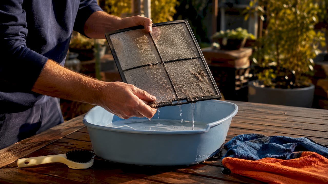 Hands washing air purifier pre-filter