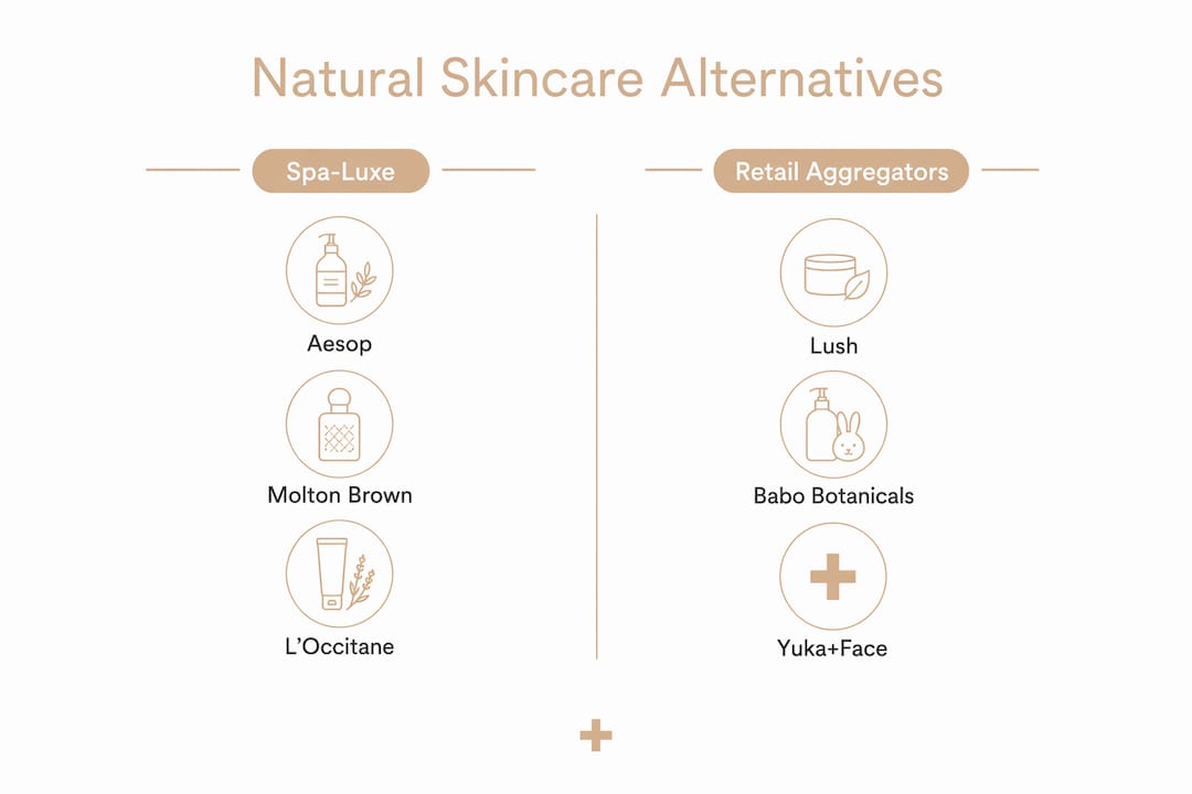 Infographic showing natural skincare brand categories