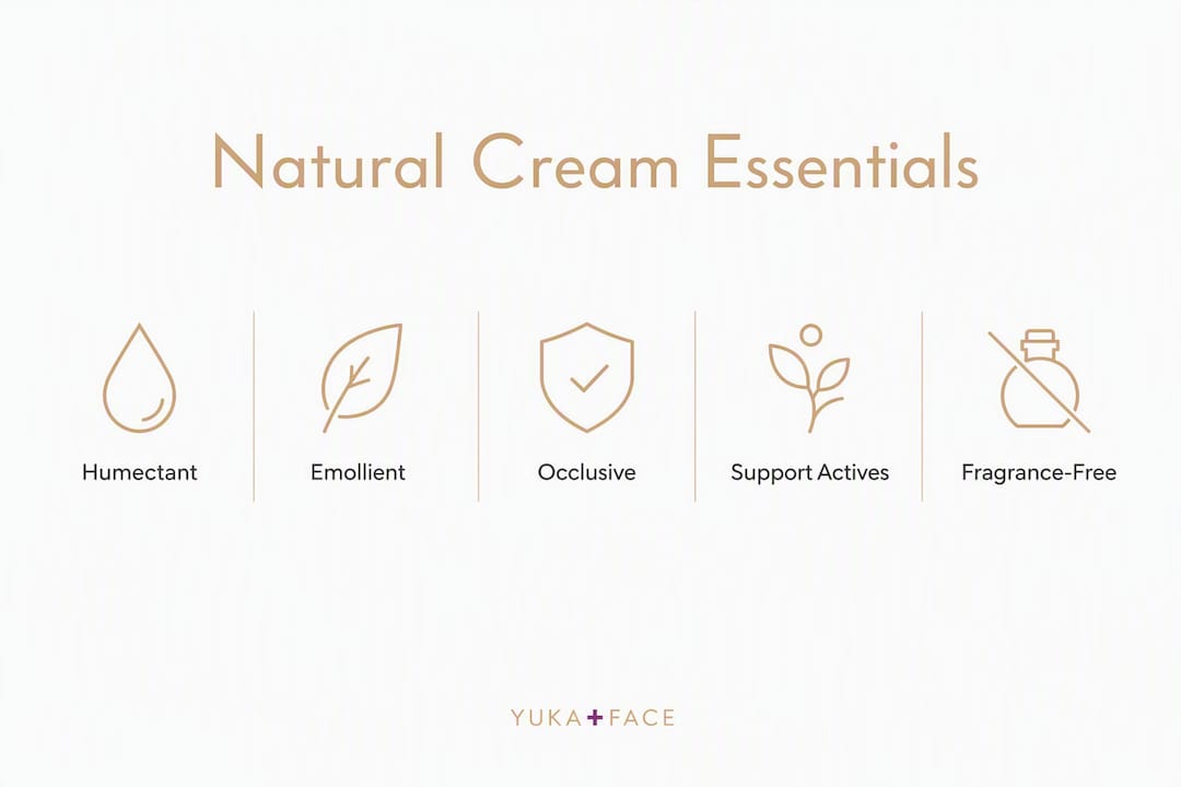 Infographic showing essential natural cream ingredients