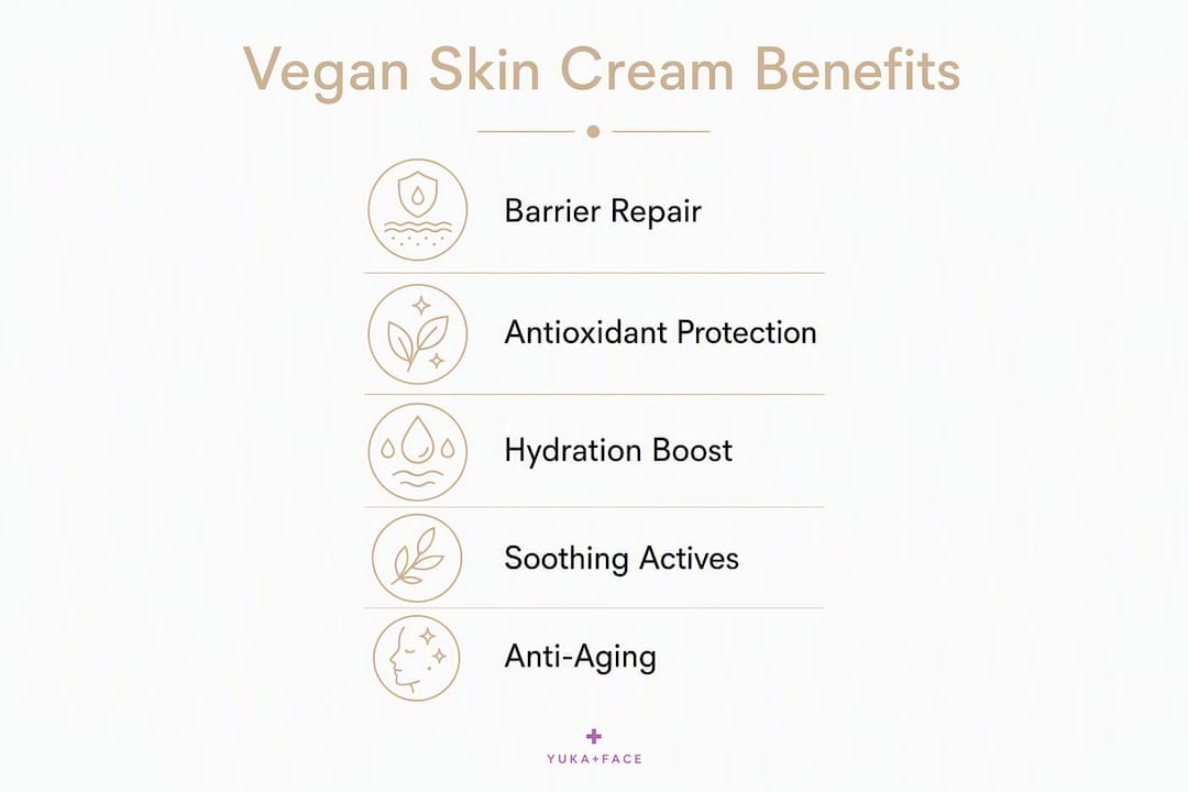 Infographic showing key benefits of vegan skin cream