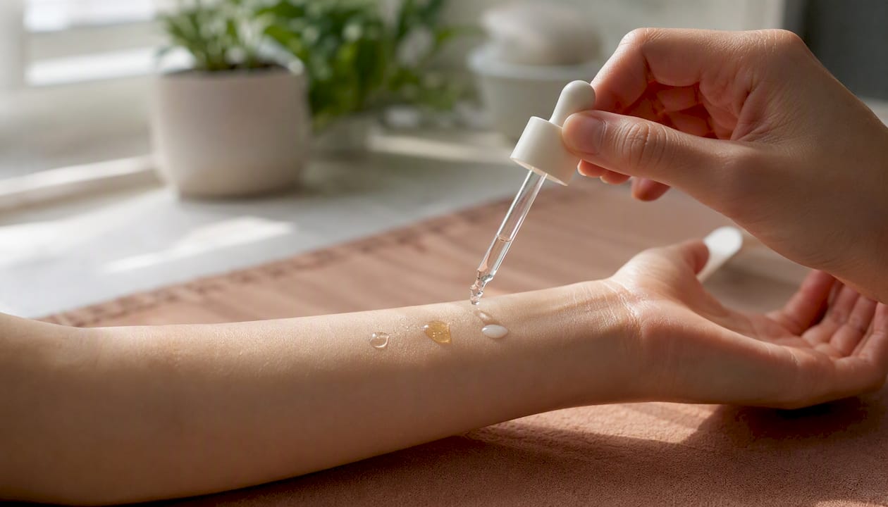Serum dabs on forearm for patch testing