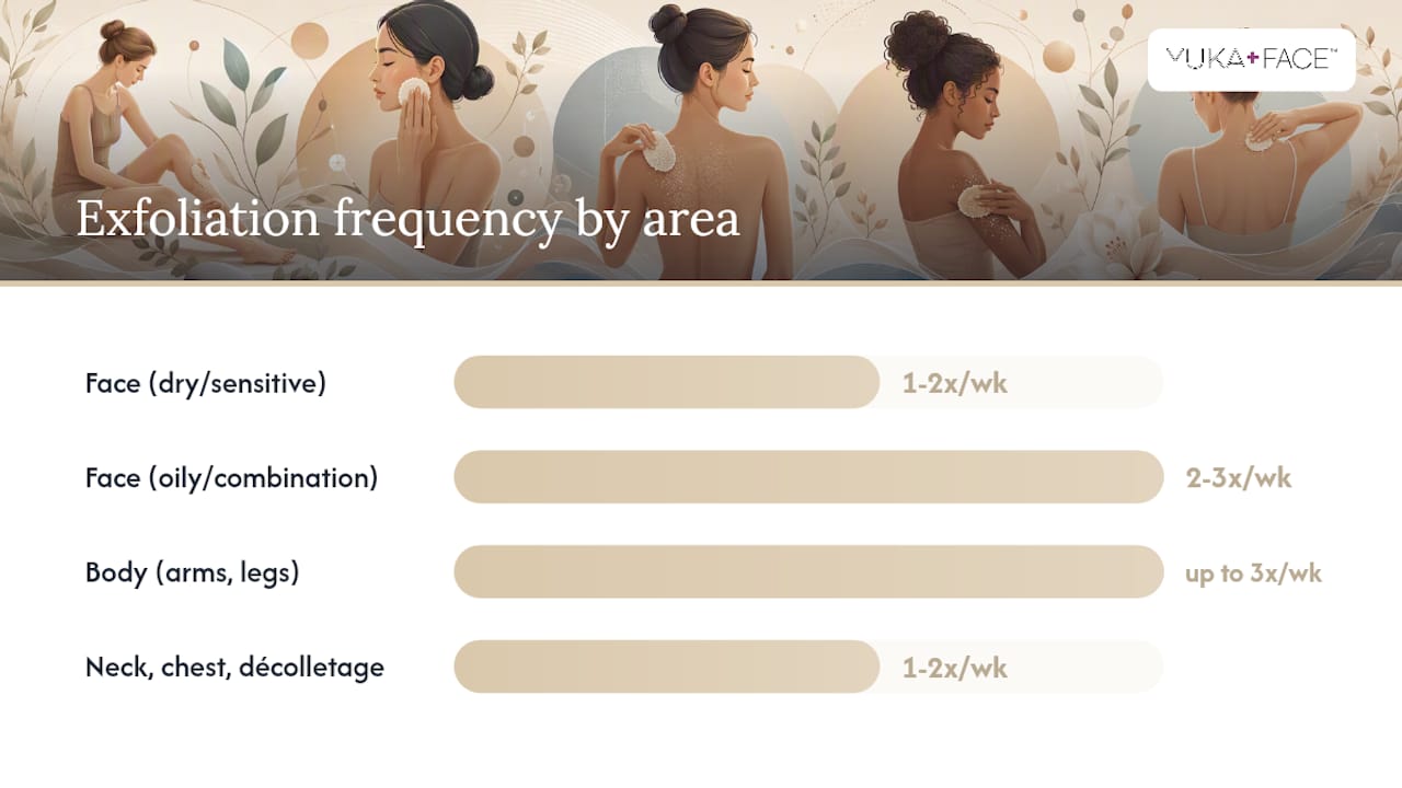 Exfoliation frequency and risks by skin type infographic