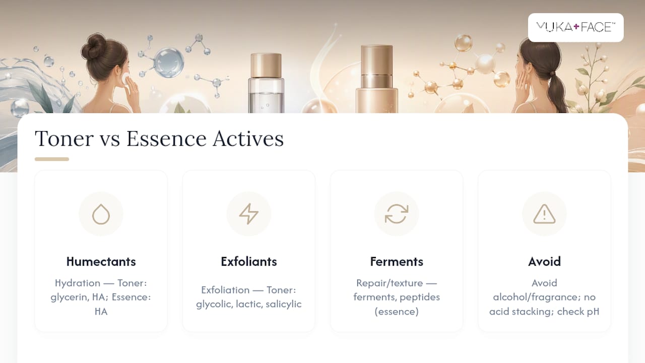 Comparison chart of skincare ingredient functions