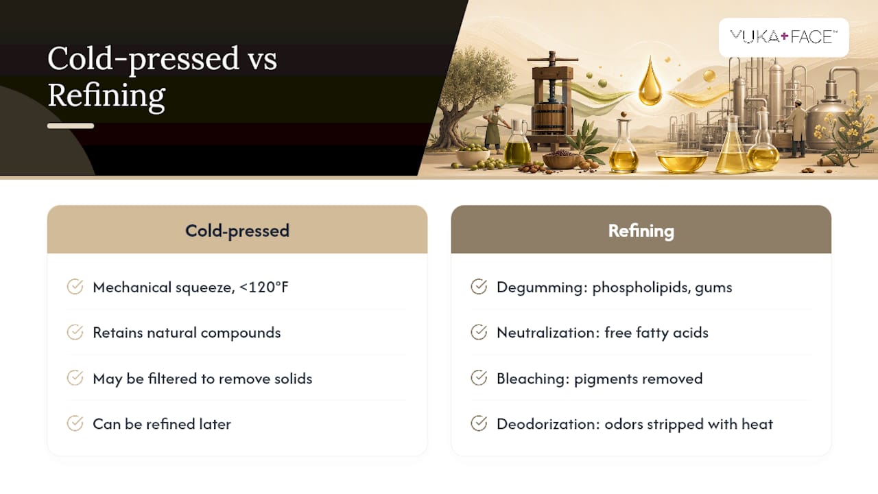 Cold pressing and four refining stages comparison