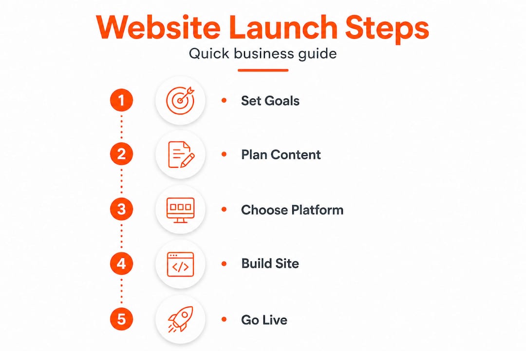 Infographic showing business website launch steps