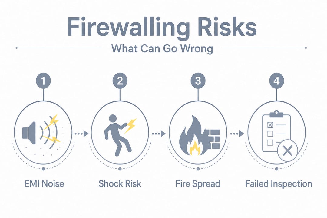 Infographic outlining main firewalling risks stepwise