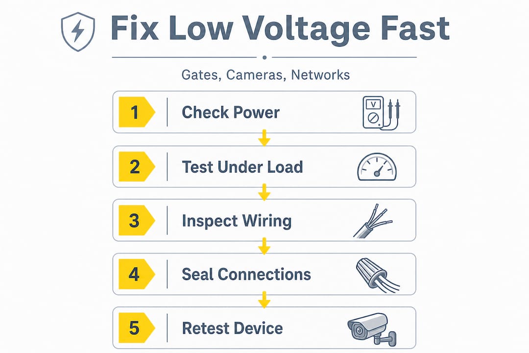 Infographic of five steps fixing low voltage issues