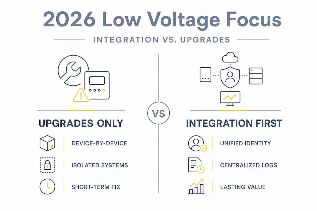 Infographic comparing integration to upgrade strategies