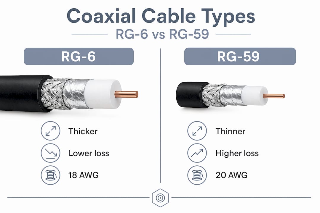 Infographic comparing RG-6 and RG-59 coaxial cables