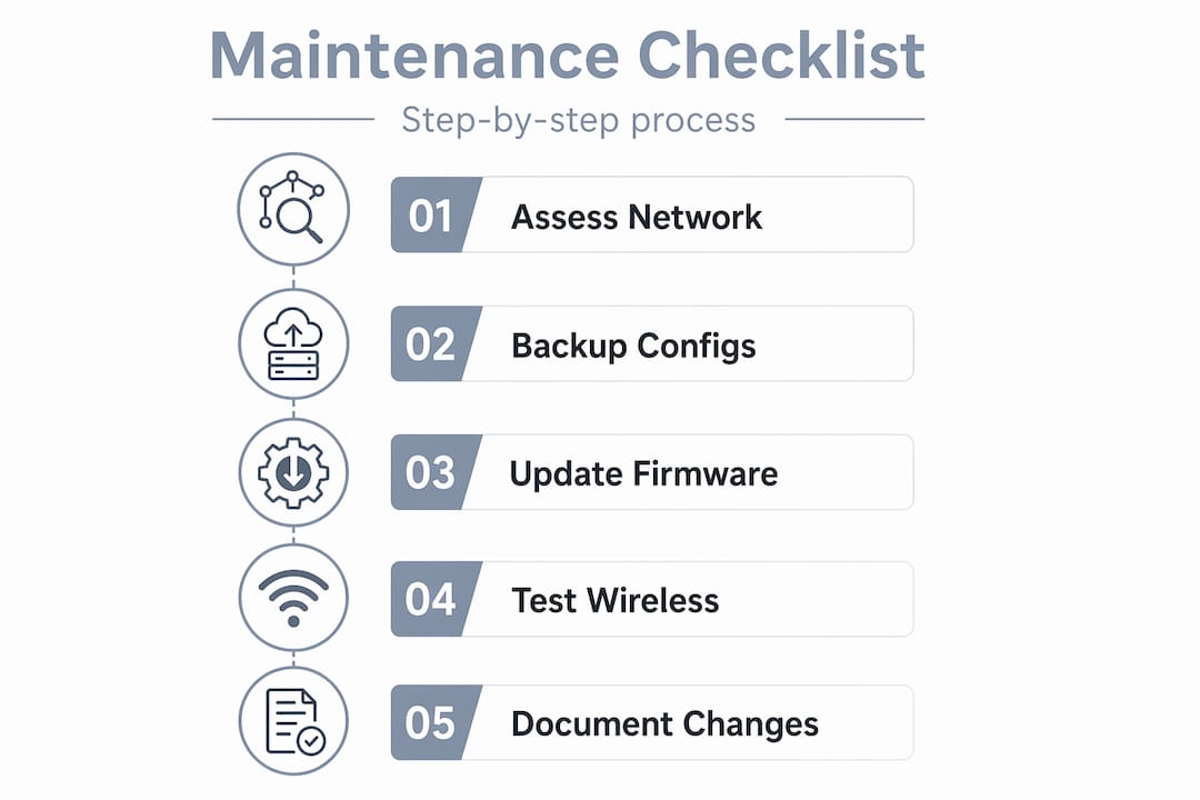 Infographic listing network maintenance steps