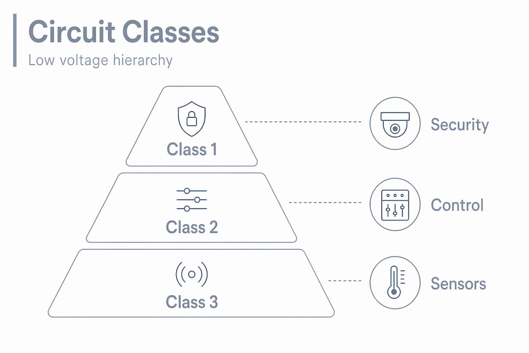 Infographic showing circuit class hierarchy and applications