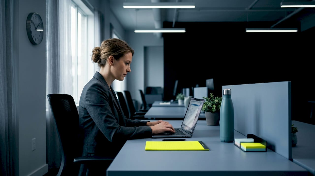 Office lights dim for daylight harvesting