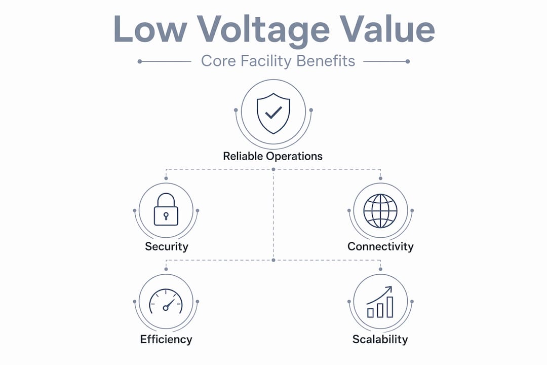 Infographic of low voltage system core benefits