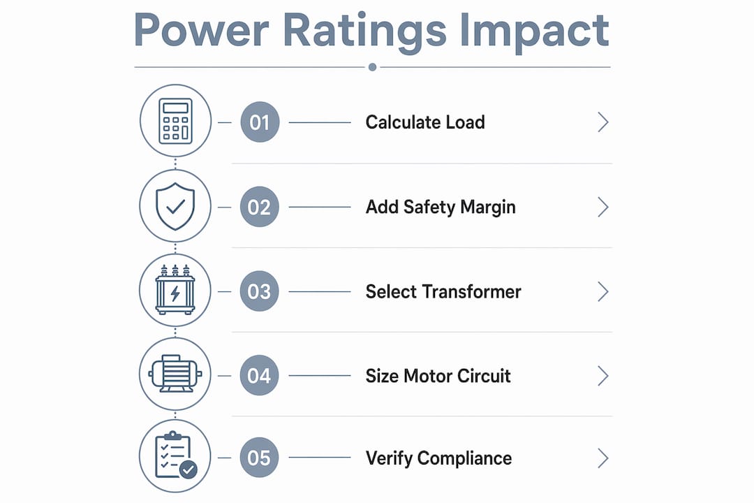 Infographic showing steps to apply power ratings in selection