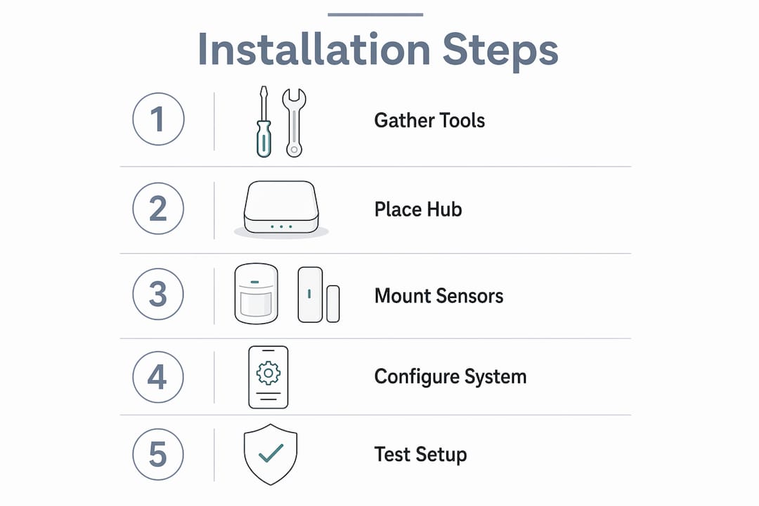 Infographic illustrating steps to install security system