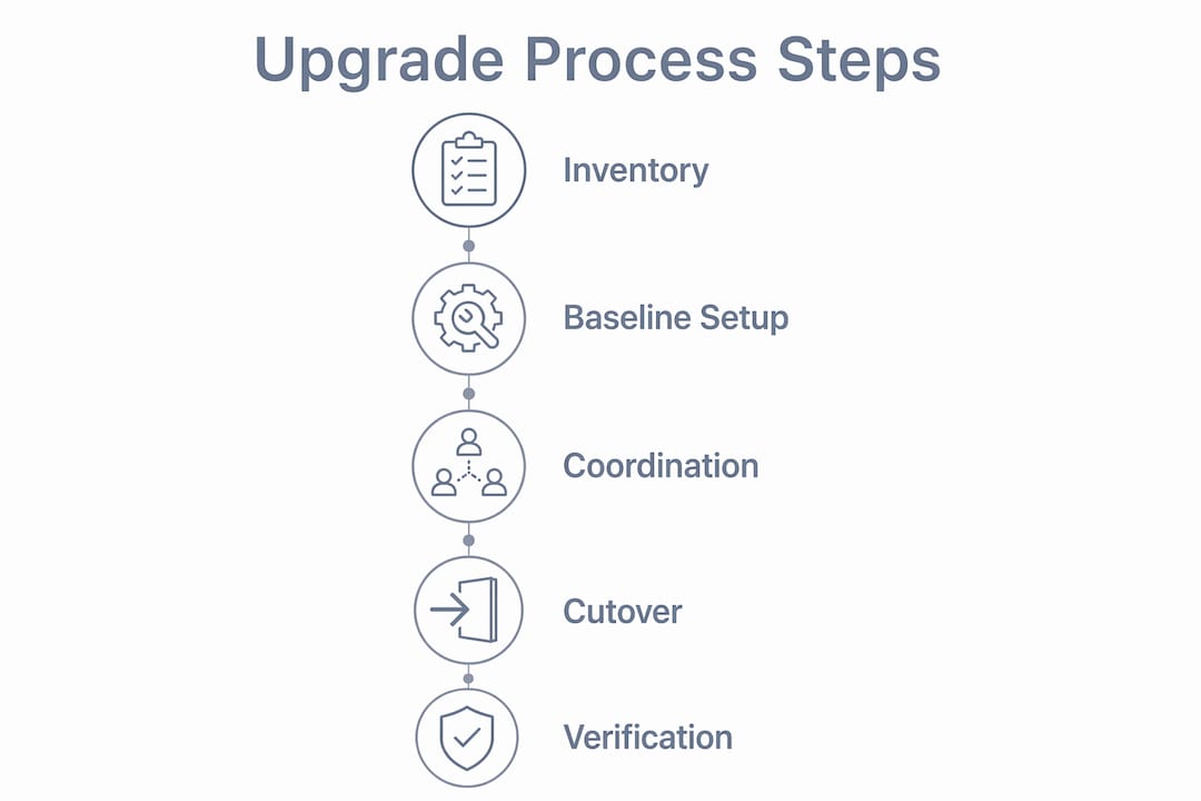 Infographic showing facility communication upgrade steps
