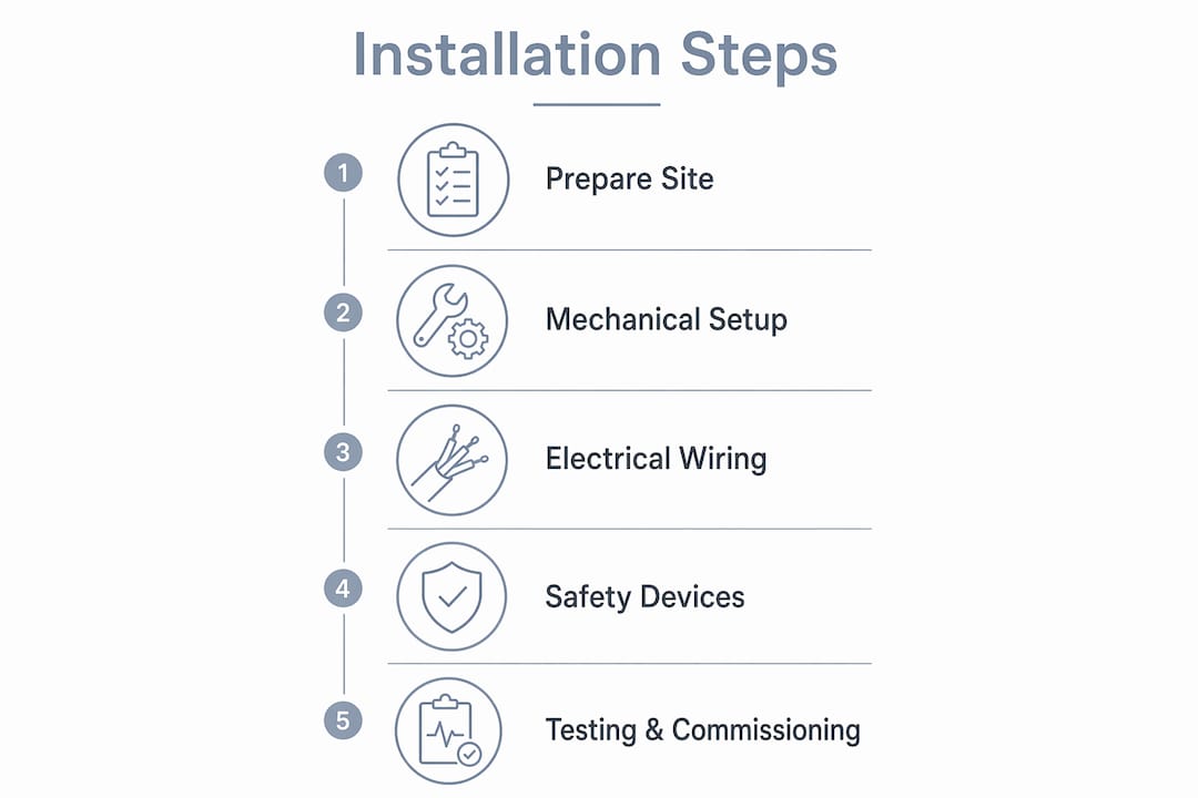 Infographic outlining motorized gate installation steps