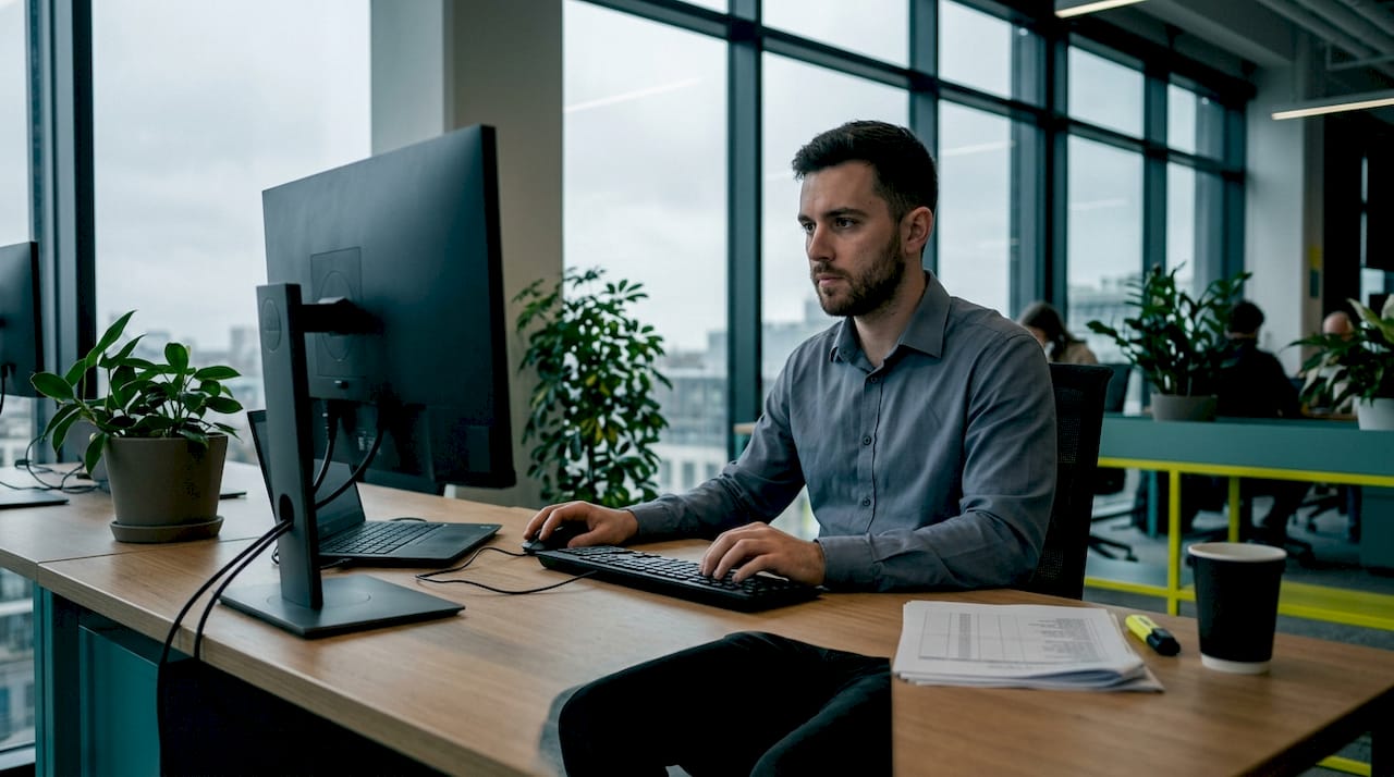 IT engineer monitoring network error logs
