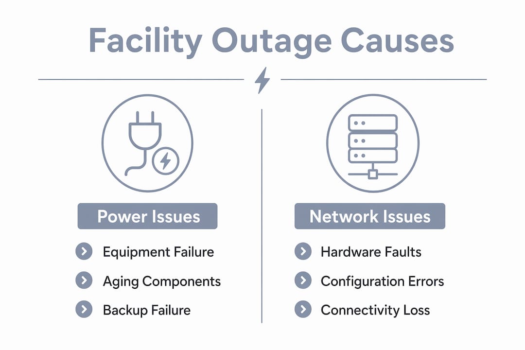 Infographic highlighting two main facility outage cause categories