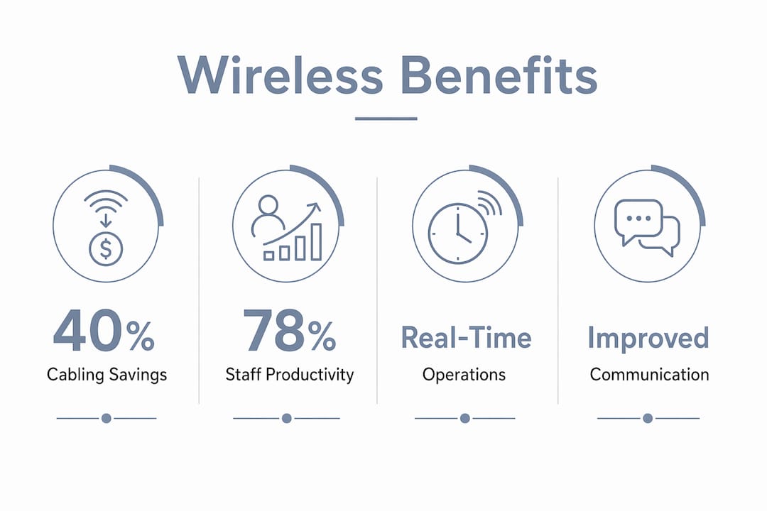 Infographic illustrating key wireless network benefits for property managers