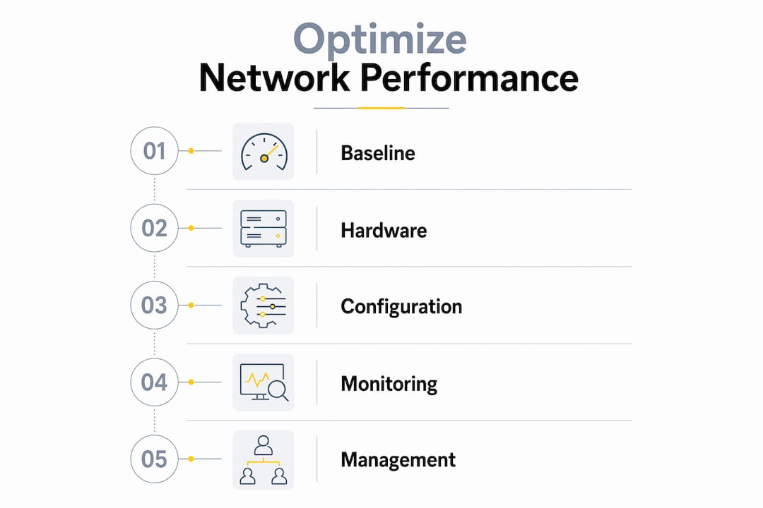 Infographic showing steps to optimize network performance