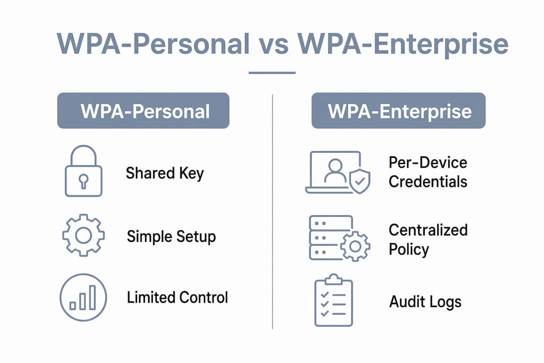 Infographic comparing WPA-Personal and WPA-Enterprise