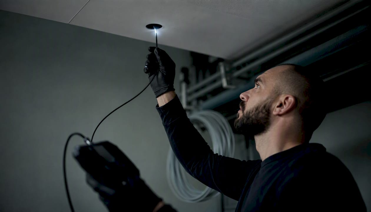 Borescope inspecting inside conduit