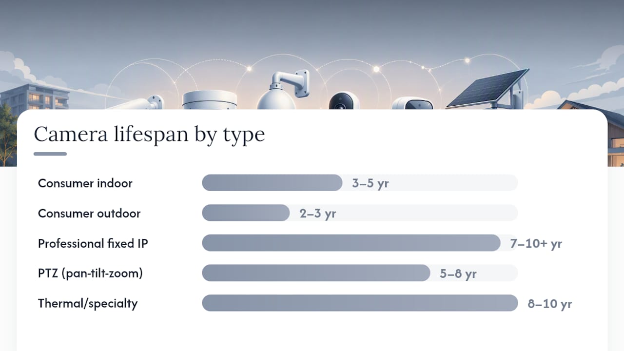 Chart comparing camera types and lifespans