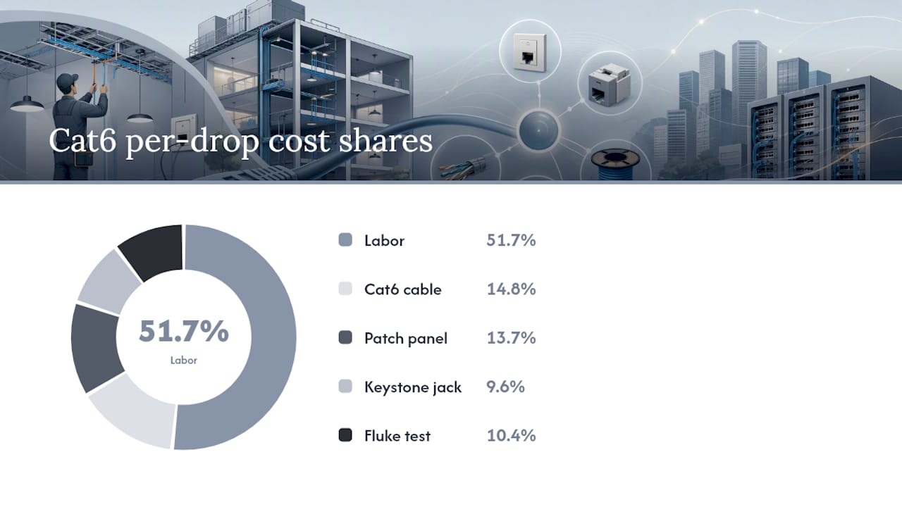Cost breakdown of commercial cabling per drop components