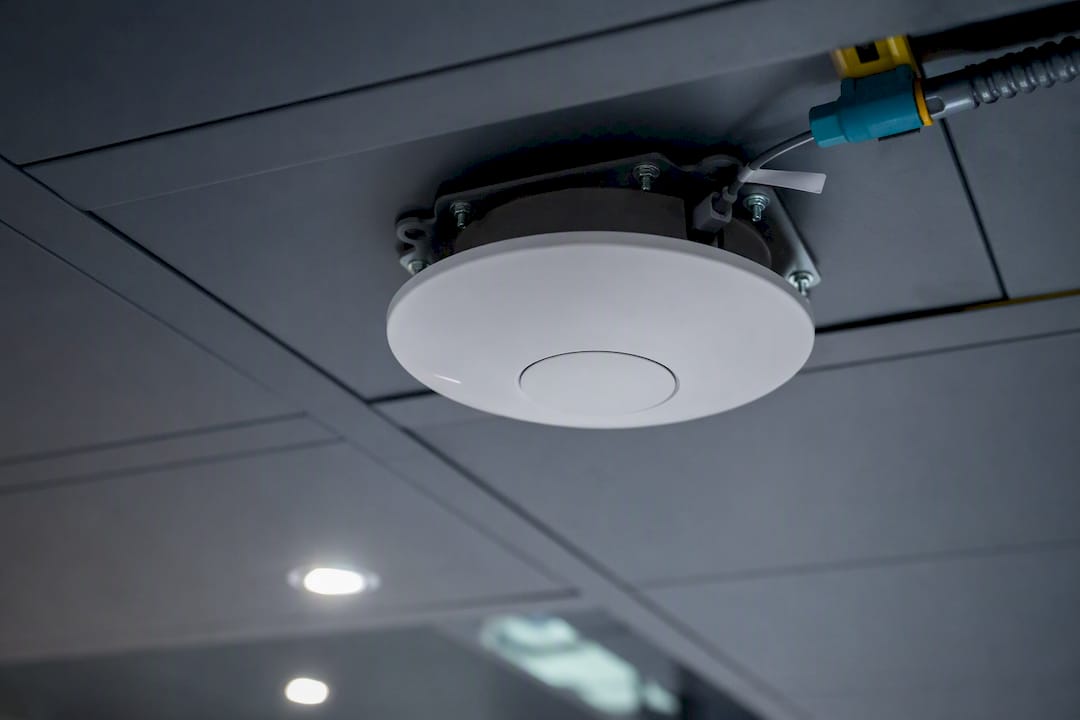 Ceiling mounted access point with cable label