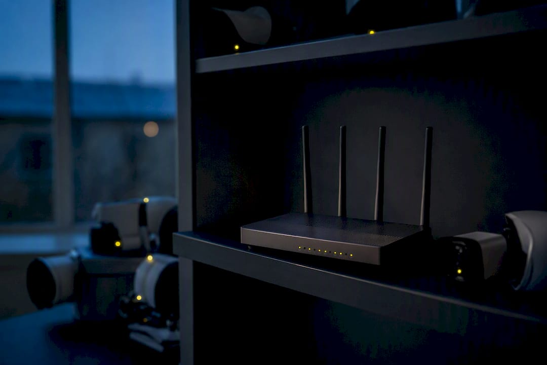 Wi-Fi router indicating heavy wireless camera network use