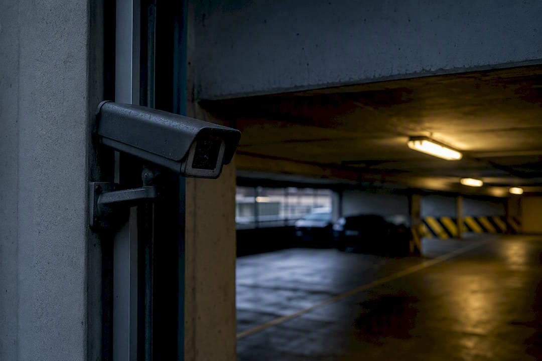 Parking garage camera with mixed lighting challenges